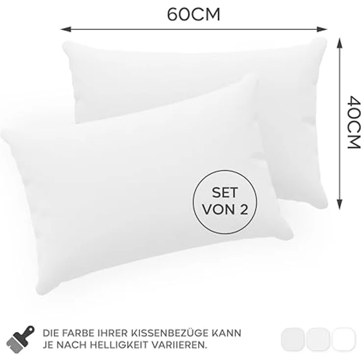 Twinzen® Kissenbezug 40x60 (2er-Set) - 100% Jersey Baumwolle 150 GSM Kissenbezüge - Weiß - Für Kissenbezüge 40x60 cm - Kissenhülle - Kissenbezug mit Reißverschluss - Oeko-Tex Zertifiziert – Bild 3