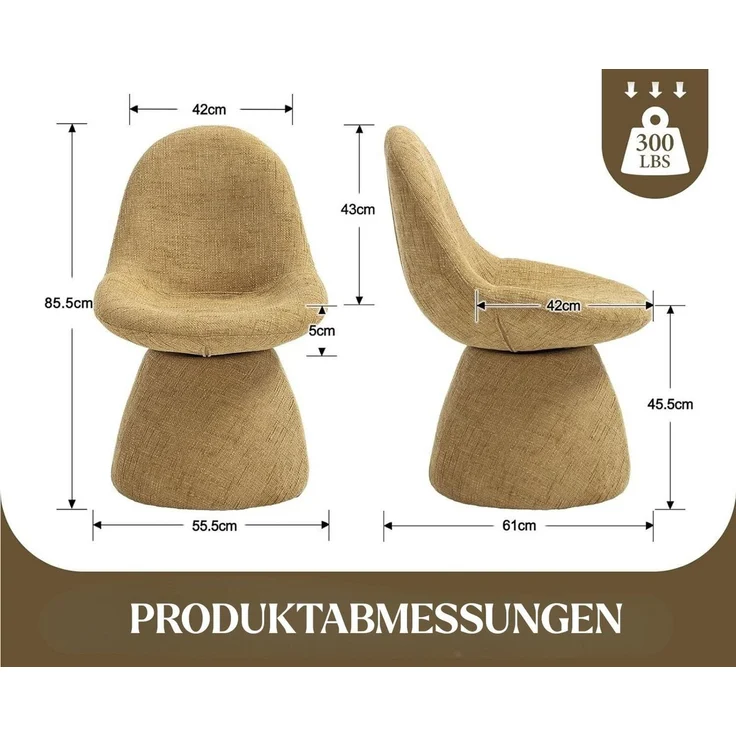 WAHSON OFFICE CHAIRS Esszimmerstuhl Drehbarer Chenille-Polsterstuhl, retro,ohne Armlehnen–für Esszimmer. (1 St) – Bild 3