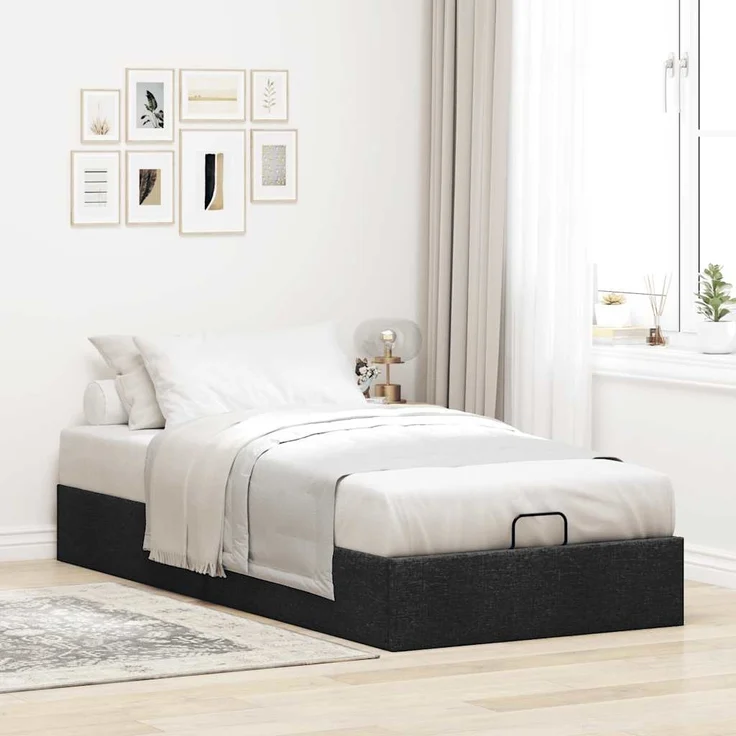 vidaXL Ottoman-Bett ohne Matratze Schwarz 90x200 cm Stoff 3310849 – Bild 2