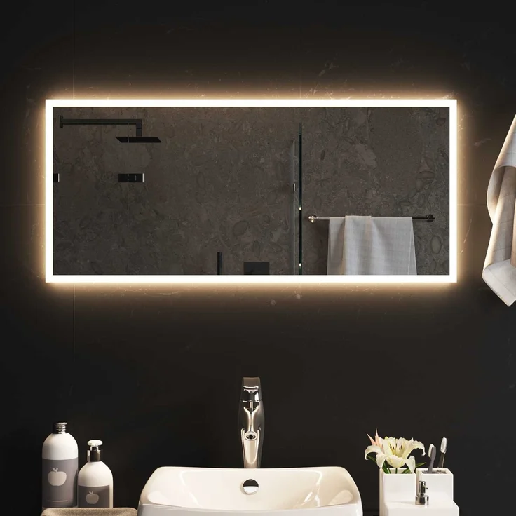 vidaXL LED-Badezimmerspiegel Transparent 90 x 40 cm Gehärtetes Glas 42045819 – Bild 3