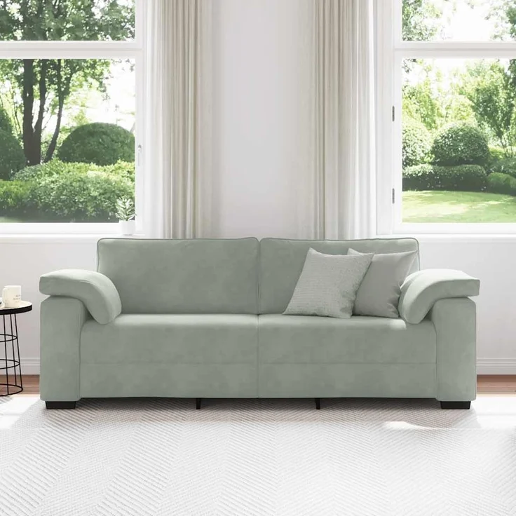 vidaXL 3-Sitzer-Sofa Hellgrau 220x77x82 cm Samt 4105277 – Bild 2