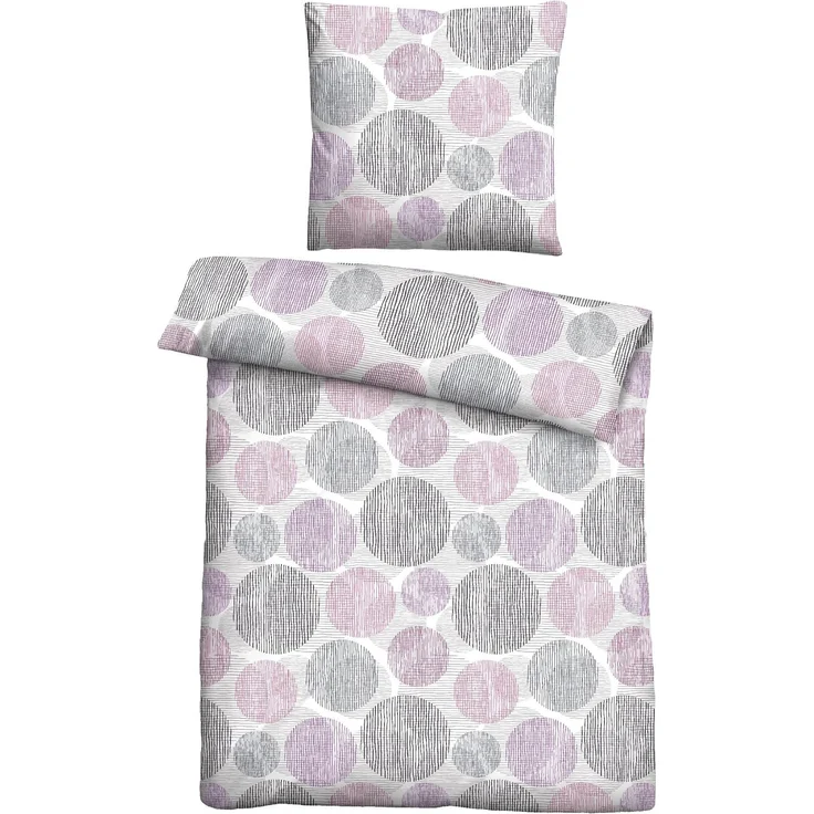 Traumhaft schlafen - Castell - Markenbettwäsche Thermo-Fleece Bettwäsche 0360445 KREISE, brombeer, 1x 135x200 cm + 1x 80x80 cm – Bild 1