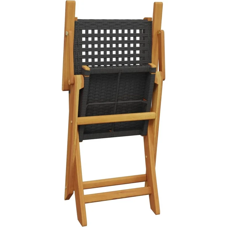vidaXL Gartenstühle 8 Stk. Klappbar Schwarz Poly Rattan & Massivholz 3214558 – Bild 6