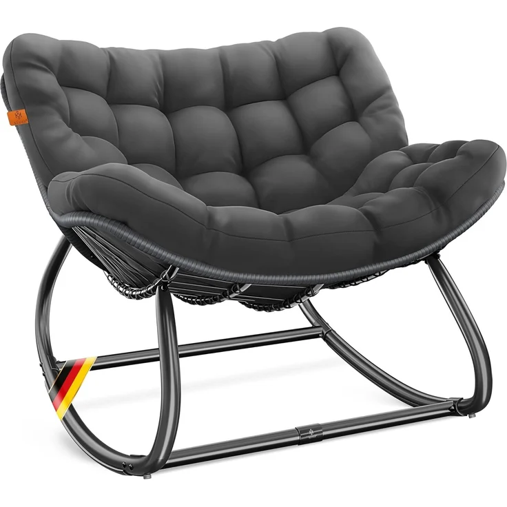 KESSER® 'XXL Chillexer' Schaukelstuhl mit Rutschfesten Füßen, für drinnen & draußen, Witterungsbeständig, Stahl / Polyester anthrazit, 100 x 100 x 85 cm – Bild 1