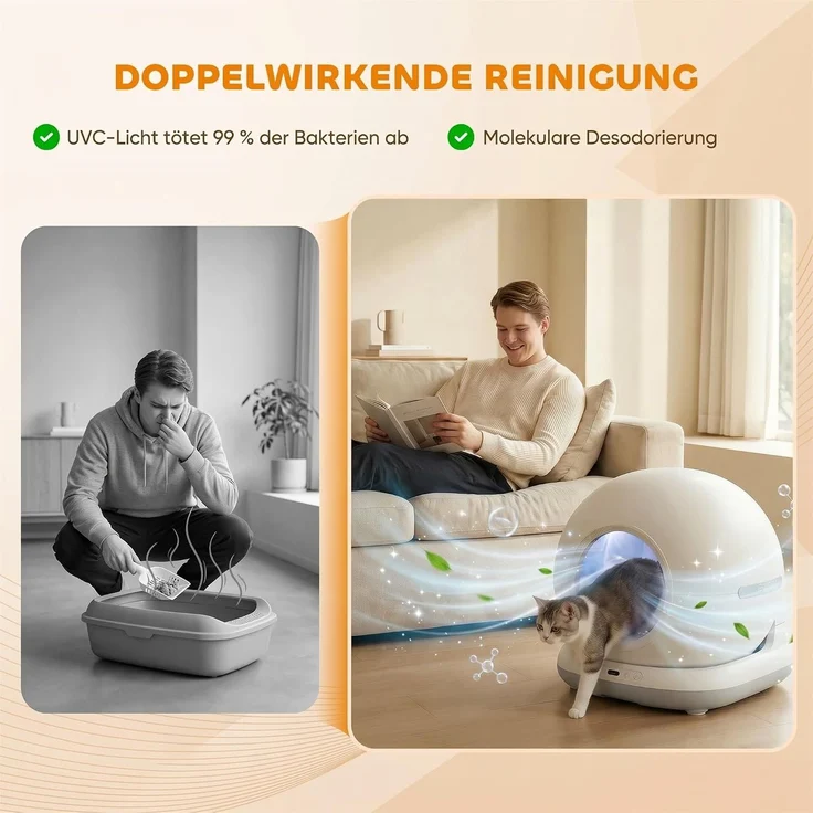 PawHut Selbstreinigende Katzenklo, ABS, Weiß, 58,1L x 47,5B x 53H cm – Bild 4