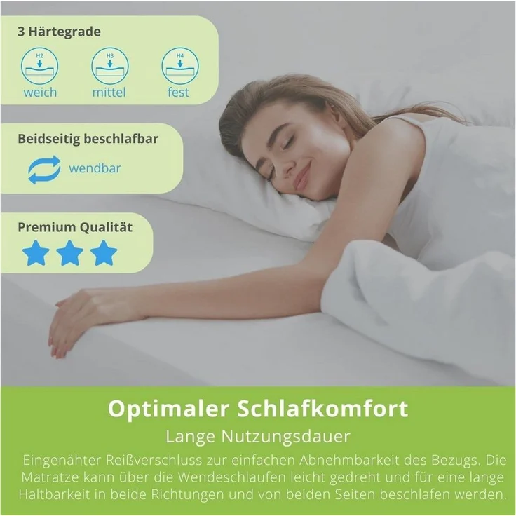 Taschenfederkernmatratze 520, Bodyprotect, 21 cm hoch, Größe: 80x200, Härtegrad: 4, 500er Tonnentaschenfedern – Bild 3