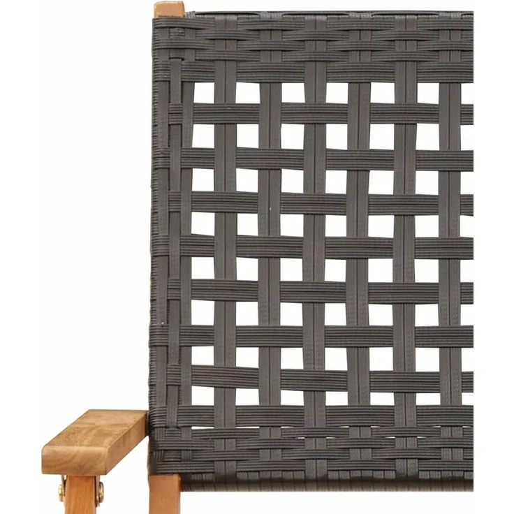 vidaXL Gartenstühle 4 Stk. Klappbar Schwarz Poly Rattan & Massivholz 3214556 – Bild 8