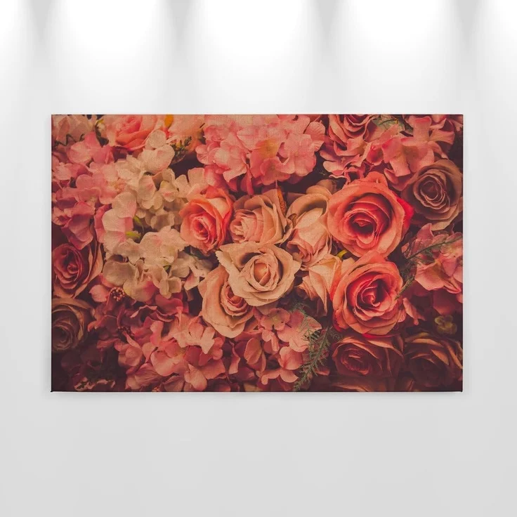 Rosen Leinwandbild Rot Orange 90x60 DD120258 Floral Wandbild Rot Wohnzimmer – Bild 8