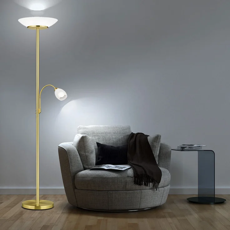 Stehleuchte, Metall, Glas, weiß, Flexoarm, H 180 cm – Bild 7