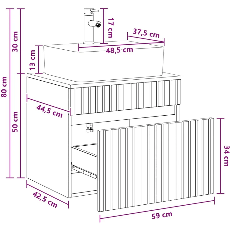 vidaXL Waschbeckenschrank Artisan-Eiche 59 x 44,5 x 50 cm 3404299 – Bild 12