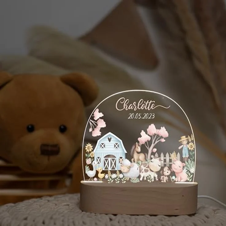 Kidsmood Nachtlampe mit Wunschnamen, Individuelle Nachttischlampe Kinder, Niedliches Nachtlicht für Babys, Personalisierte Geschenke für Babys, Geschenk zur Geburt – Bild 9
