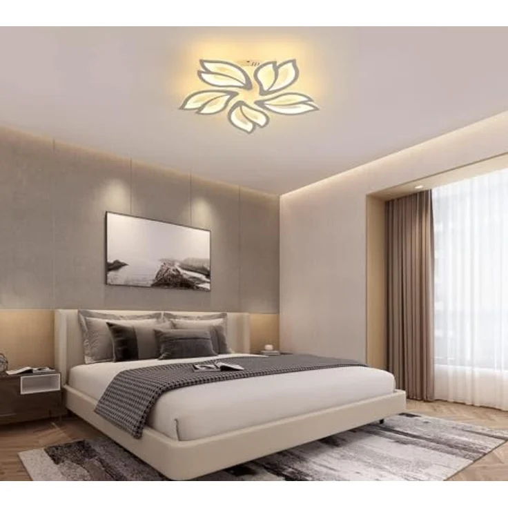 Comely LED Deckenleuchte Moderne, 45W Deckenlampe Dimmbar mit Fernbedienung, 3000K-6500K, Kreatives Blumendesign Kronleuchter für Wohnzimmer Schlafzimmer Küche, Weiß, 60 CM – Bild 9