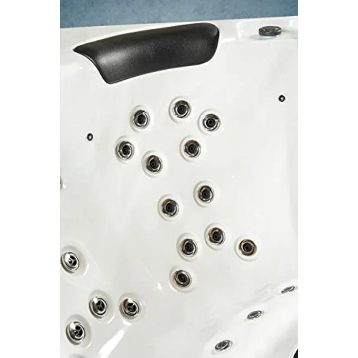 PureHaven American Outdoor-Whirlpool 230x230 cm für 6 Personen, 71 Massagedüsen, Heizung, LED-Beleuchtung, Thermoabdeckung, Farbe Sterling Silber/Grau – Bild 7
