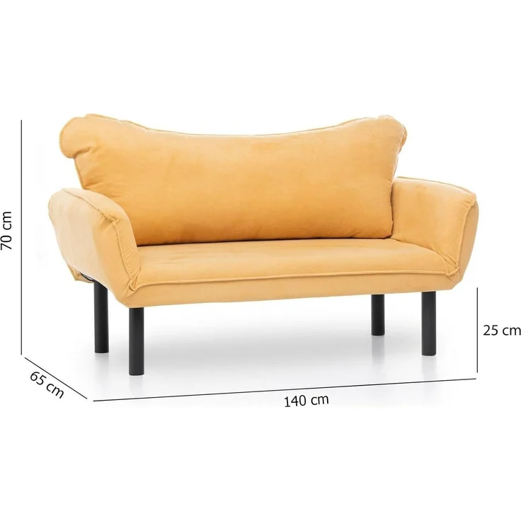 Dmora Schlafsofa 2-Sitzer Aquilonis 140x65 cm Gelb, Stauraum – Bild 2
