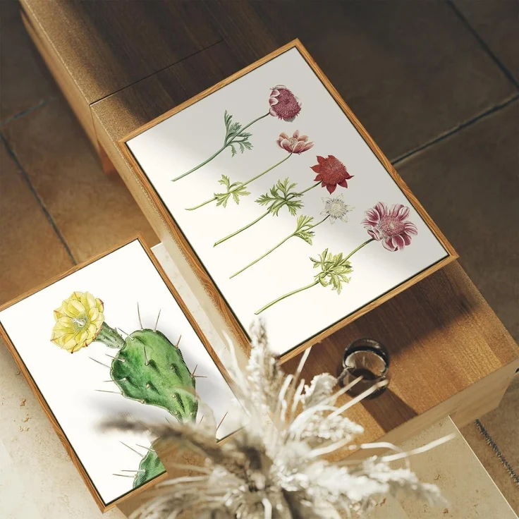 Vintage Botanische Leinwandbilder mit Holzrahmen 30x40 cm Wohnzimmer Badezimmer – Bild 6