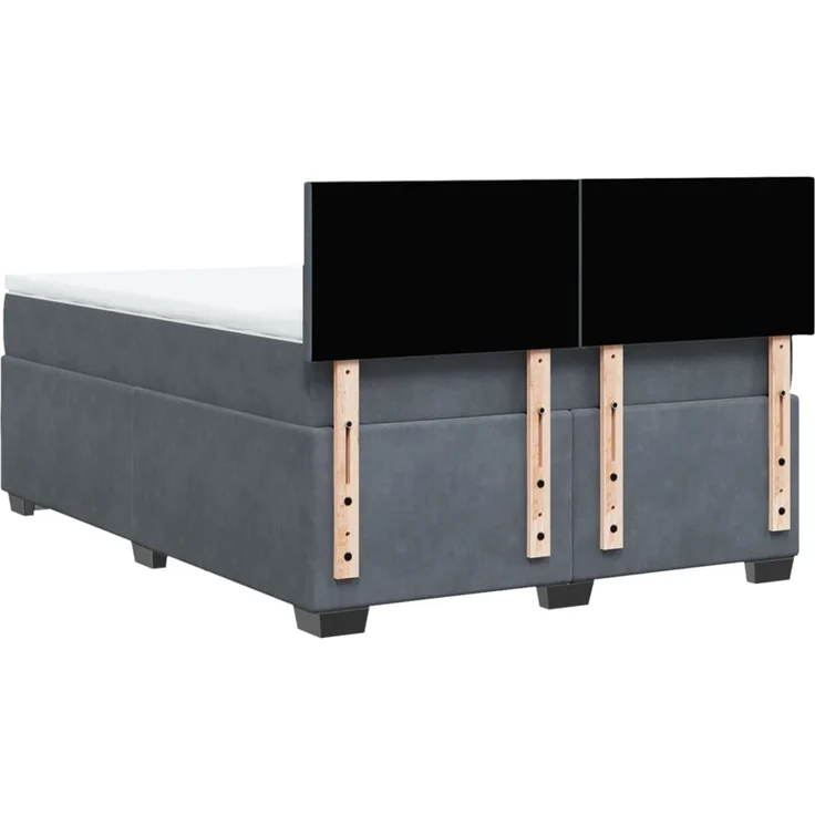 vidaXL Boxspringbett mit Matratze Dunkelgrau 140x200 cm Samt 3288625 – Bild 8