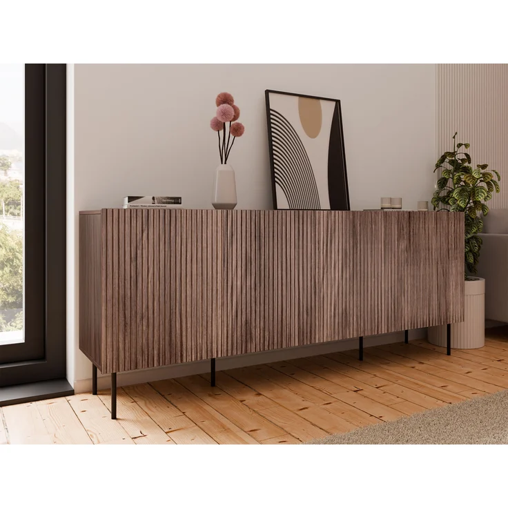 Mirjan24 'Trigev' Kommode mit 4 Drehtüren, Laminatplatte nuss warmia, 81 x 42 x 201 cm – Bild 2