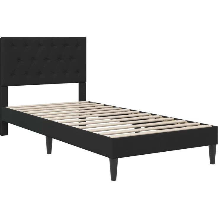 vidaXL Bettrahmen mit Kopfteil Schwarz 90 x 190 cm Samt 42027635 – Bild 3