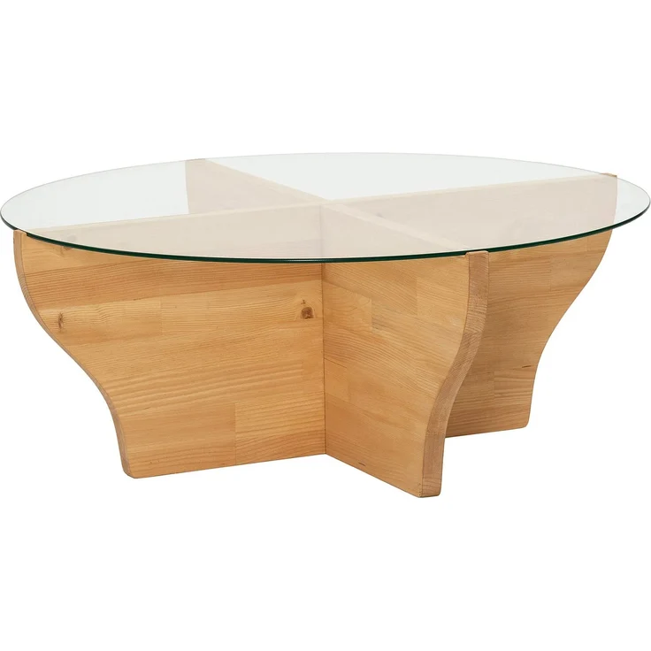 Modern Coffee Table, 92 cm Teak Color, 100% Tempered Glass & Pine Solid Wood Frame, 36 cm Height | Stylish & Functional for Living Spaces – Bild 5