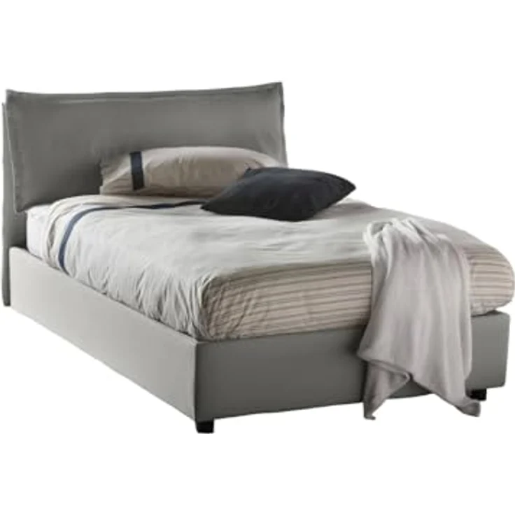 Talamo Italia - Doppelbett Desirée, Bettkasten mit Stoffbezug, 100 % Made in Italy, Öffnung vorne, inklusive Matratze 120 x 190 cm, Grau – Bild 3
