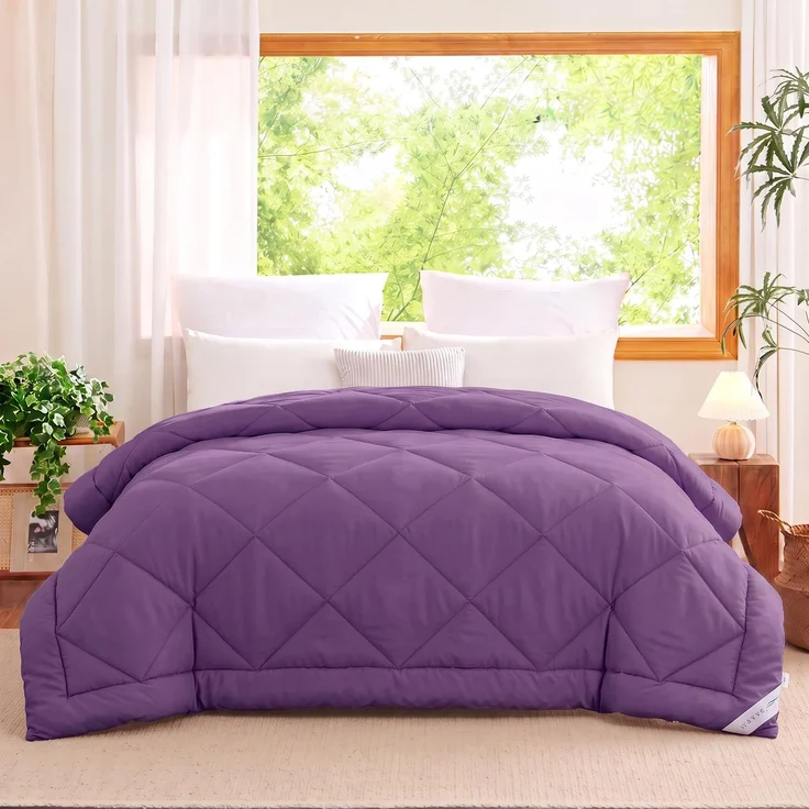 WAVVE 4 Jahreszeiten Bettdecke 155x220 Ohne Bezug Steppdecke 300gsm Mikrofaser 155x220cm, Super Weiche Decke Zudecke Schlafdecke Atmungsaktive 155 x 220 Lila
