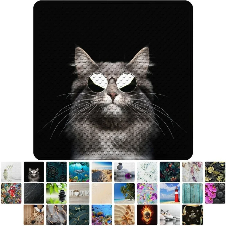 Sanilo Duschmatte, mit Motiv, rutschfest, waschbar, quadratisch, 230 extra starke Saugnäpfe, Kunststoff PVC, 53 x 53 cm, Cool Cat – Bild 1