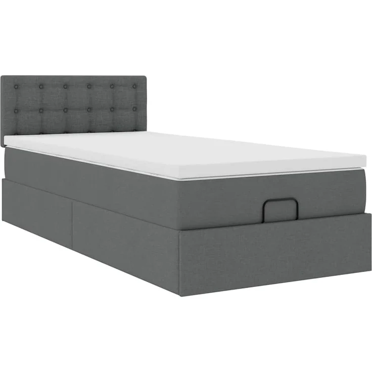 vidaXL Ottoman-Bett mit Matratze Dunkelgrau 100x200 cm Stoff 3311602 – Bild 3