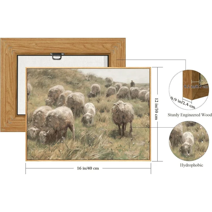 Vintage Leinwand Bilder mit Rahmen Holz 30x40 cm Wohnzimmer Schlafzimmer Büro – Bild 5