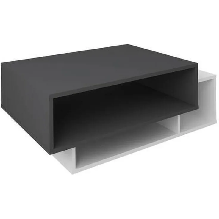 MID.YOU Couchtisch, rechteckig, Anthrazit/Weiß, 50x35x88 cm, mit Stauraum und offenem Fach, einfacher Aufbau