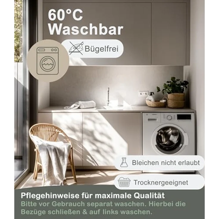 LINKHOFF Bettwäsche Biber Bettwäsche 155x220 Taupe - Beige, 100% Baumwolle, Übergröße, Bettwäsche-Set, Atmungsaktiv – Bild 8