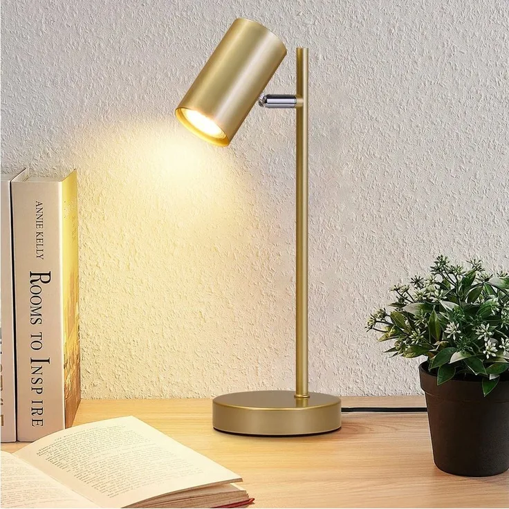 Nettlife Tischleuchte Nachttischlampe Schwarz/Weiß/Gold GU10 mit kabel Schlafzimmer, Schwenkbar 350°, LED wechselbar, Metall Schreibtischlampe Leselampe
