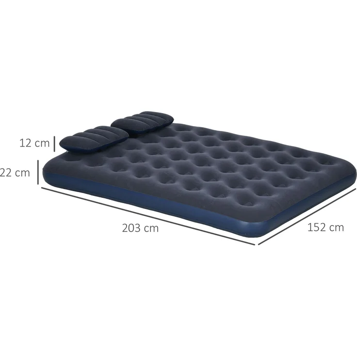 Luftmatratze für 2 Personen, mit Handpumpe, weich & robust, 203x152x22cm, Blau--Blau--22x152x203cm--YOUDENOVA – Bild 5