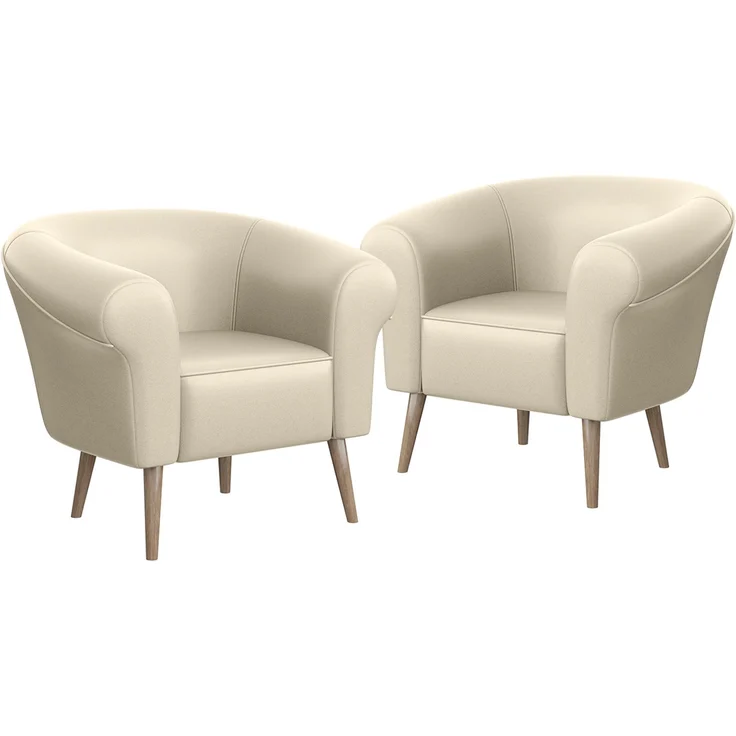 MEBLINI Sessel-Set EMILIA 1+1 - Creme Kunstleder - für Wohnzimmer - Mini Lounge für zwei Personen - Sitzgarnitur - Polstergarnitur – Bild 1