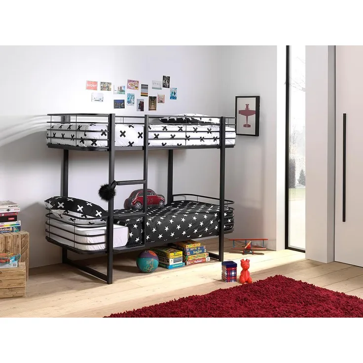 Vipack 'Oscar' Etagenbett 90x200 cm, schwarz, Metall