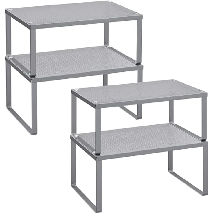 Songmics Gewürzregal, 4er Set, Küchenregal, Küchen-Organizer, Küche, Gewürzhalter, erweiterbar, stapelbar, kleines Regal, Metall, silbern KCS006S01 – Bild 2