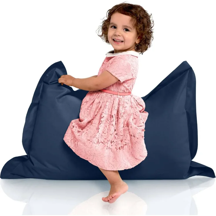 Green Bean® Kinder-Sitzsack 70x100cm & 70 Liter EPS-Perlen Füllung - Indoor & Outdoor Bean Bag Sitzkissen - Dunkelblau