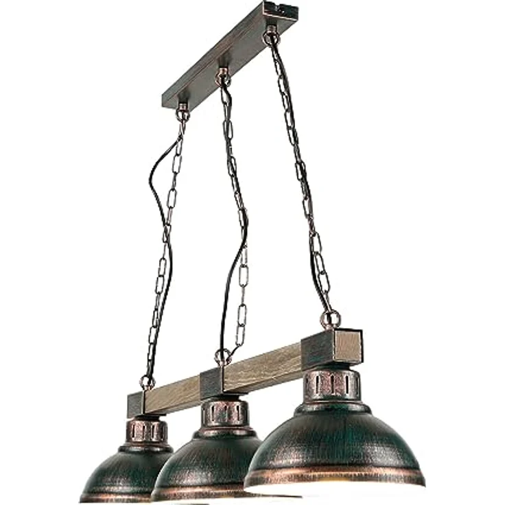 Licht-Erlebnisse HAKON, Hängelampe Metall Holz in Kupfer Antik, 72 cm, 3-flammig, Vintage Pendelleuchte für Esszimmer und Wohnzimmer – Bild 3