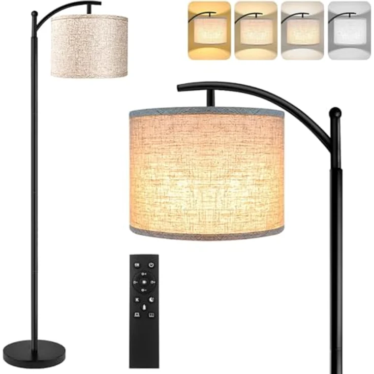 ROTTOGOON Stehlampe für Wohnzimmer 4 Farbtemperaturen LED-Stehlampe mit Fernbedienung und Fußschalter LED-Lampe im Lieferumfang enthalten Moderne Stehleuchte für Schlafzimmer Arbeitszimmer Büro – Bild 1