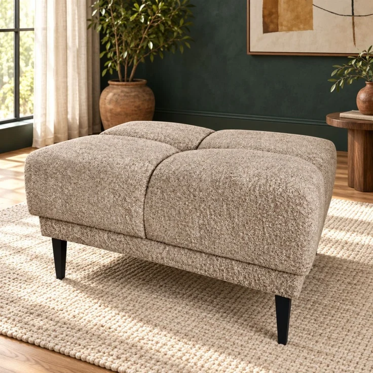 Ecksofa Schlafsofa SENVELIO RELAX inkl. Hocker Stoff Glam Beige Ottomane Rechts – Bild 4