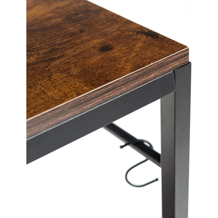 FurnitureR Kitchen Shelf mit Powerstreifen, 3-stufiger Aufbewahrungsschrank, Mikrowellen-Halterung, vertikale Ablage für Dining Room mit 2-Sockel und 6 S-Haken, industrieller rustikaler Braun, – Bild 7