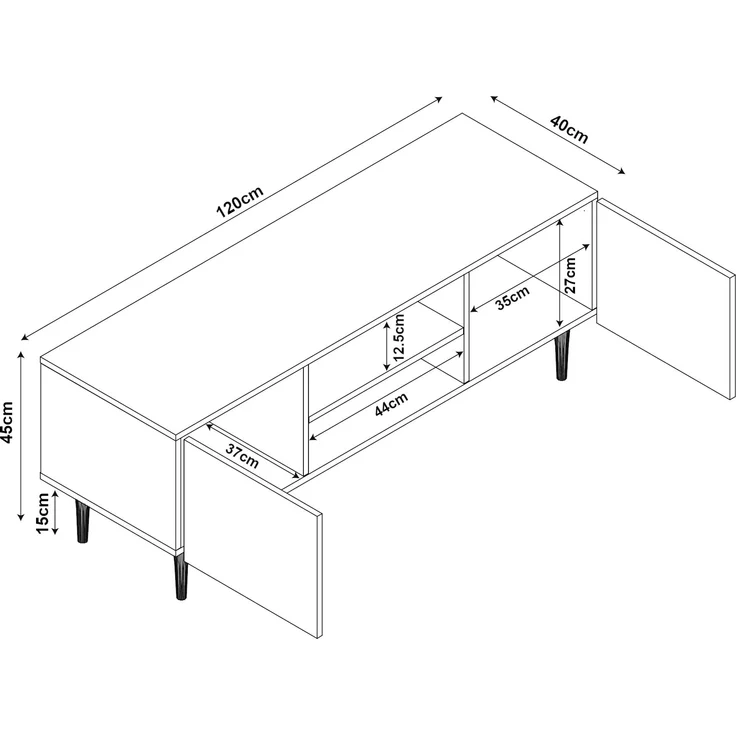 Fernsehtisch Starvili mit 2 Türen 120x40x45 cm Beige [en. casa] – Bild 4
