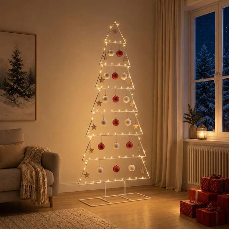 vidaXL Metall Weihnachtsbaum KUOPIO 210 cm Stahl Weiß 42053827 – Bild 3