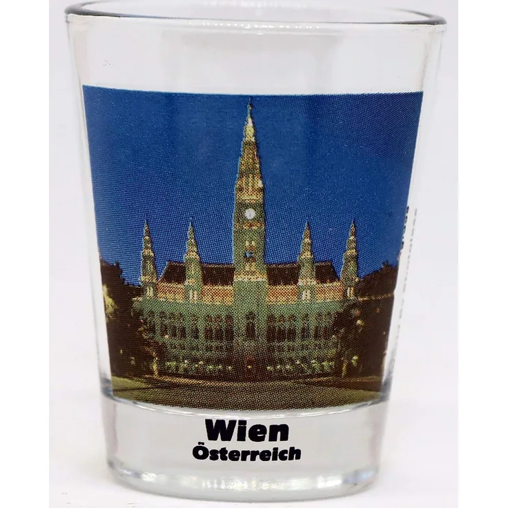 Vienna Wien Austria Rathaus City Hall Color Photo Shot Glass by World By Shotglass