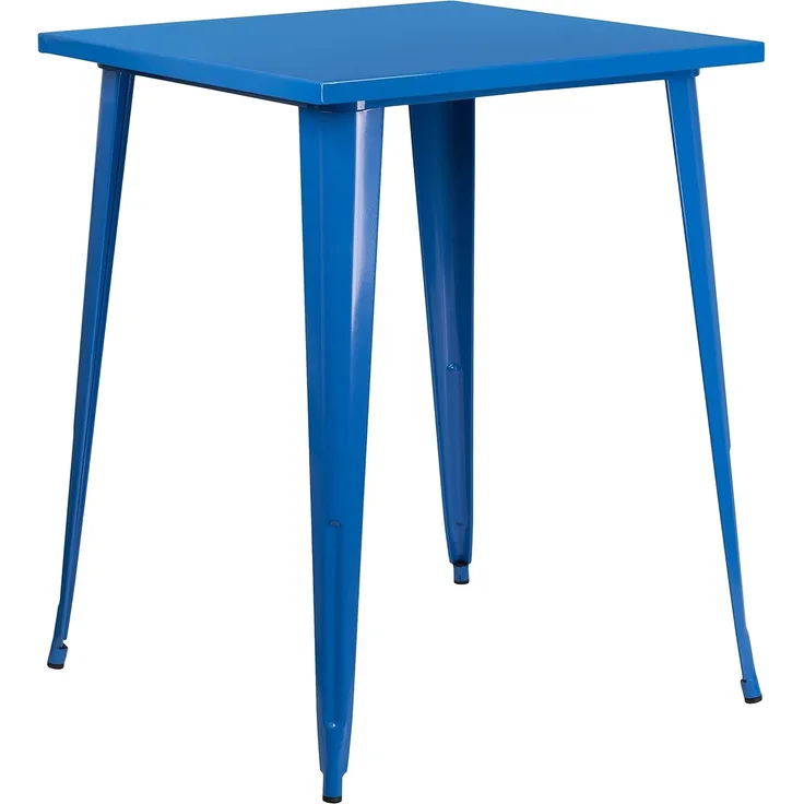 Flash Furniture Nolan Bar-Höhentisch aus Metall, für drinnen und draußen, 80 cm, quadratisch, Blau