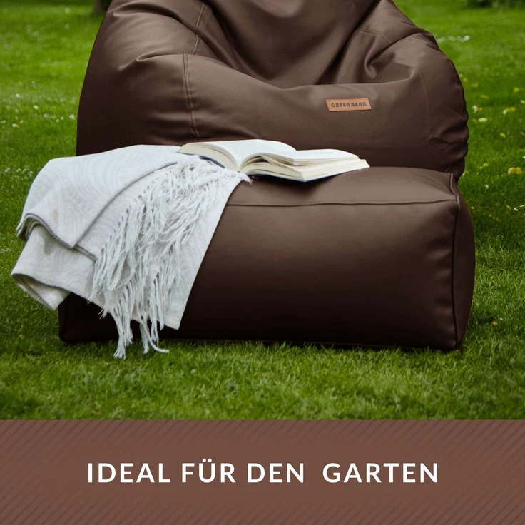 Green Bean® Sitzhocker aus Kunstleder - Pouf mit EPS Perlen Füllung - 70 x 33 x 28cm - perfekte Ergänzung zum Sitzsack - Dunkelbraun – Bild 6
