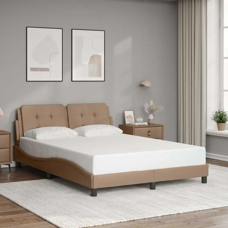 Einzelbettgestell Design für Erwachsene ohne Matratze Cappuccino-Braun 120x200 cm Kunstleder d4231e – Bild 2