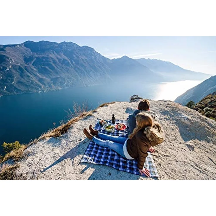 AMAZONAS Outdoor-Decke Travel Blanket ultra-light, blau / weiß – Bild 3