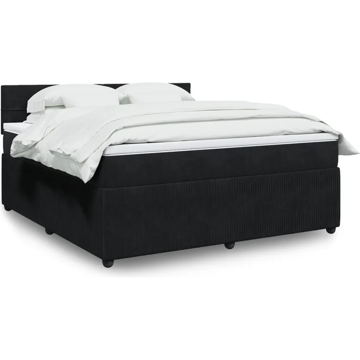 vidaXL Boxspringbett mit Matratze Schwarz 180x200 cm Samt 3287808 – Bild 1
