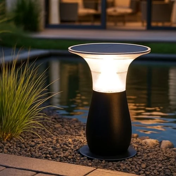Arnusa LED Solarleuchte Solarlampe Wegeleuchte Sockelleuchte 29 cm Gartenlampe Außenleuchte, Duo Farbeinstellung, LED fest integriert, Kaltweiß, Warmweiß, Duo Color – Bild 1