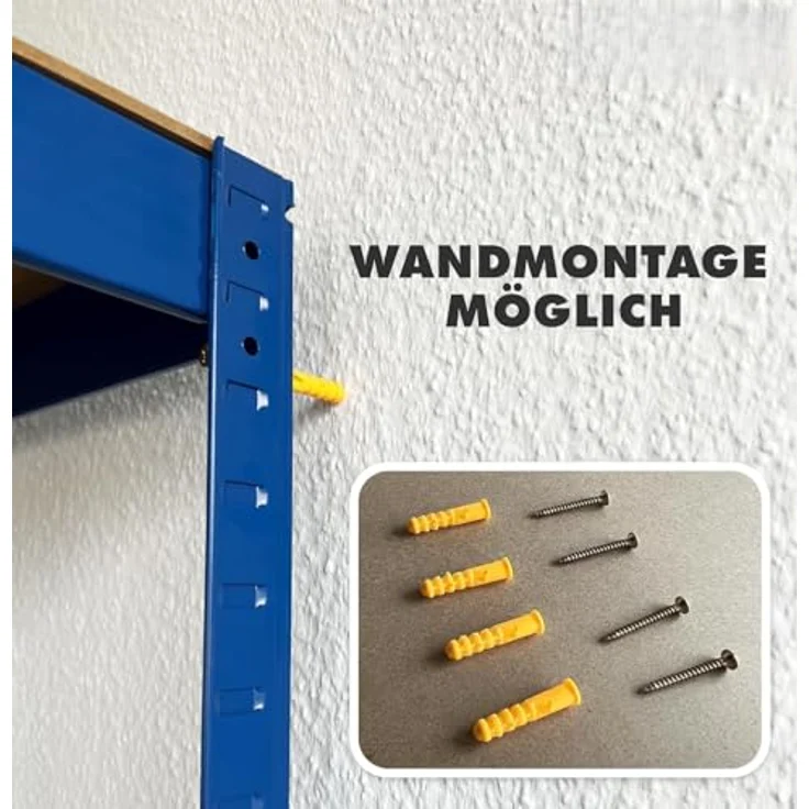 Floordirekt Schwerlastregal, 2er Set, blau 180 x 90 x 40 cm Steckregal, Kellerregal, Lagerregal, Werkstattregal, Werkbank - 5 verstellbare Böden (Lakota) – Bild 6